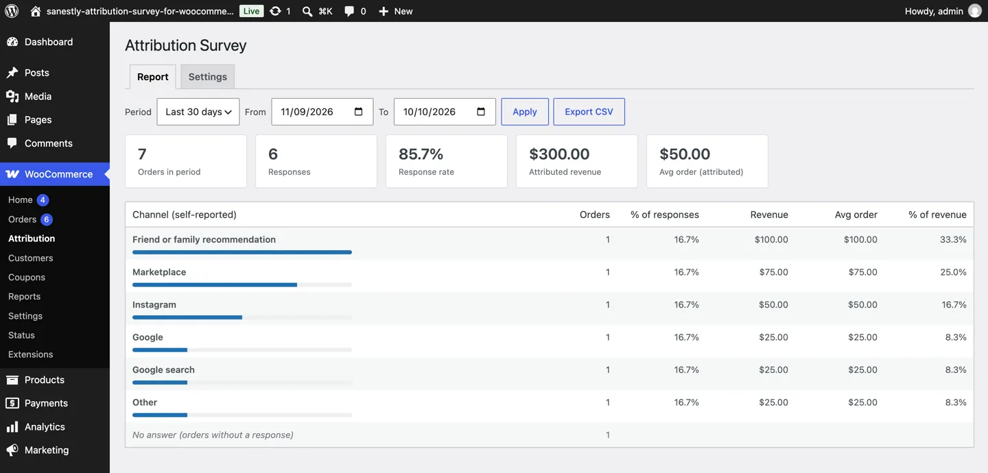 Attribution Survey screenshot 1