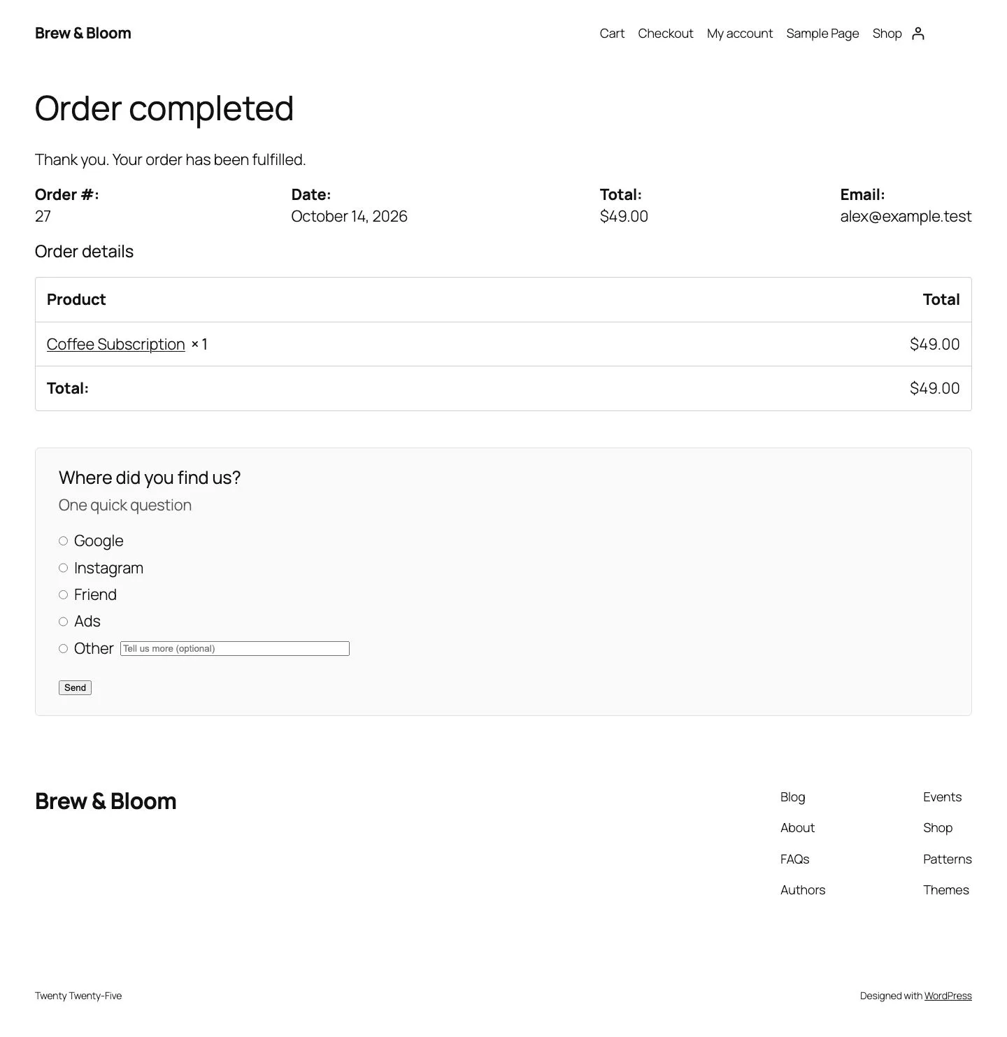 Attribution Survey screenshot 2