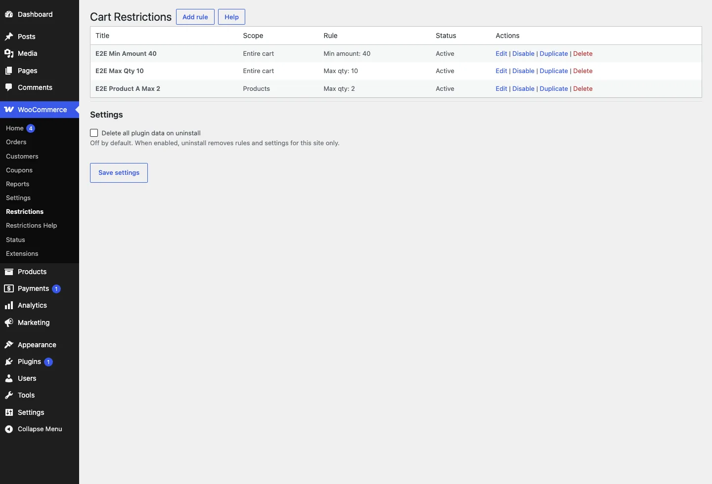Cart Restrictions screenshot 1