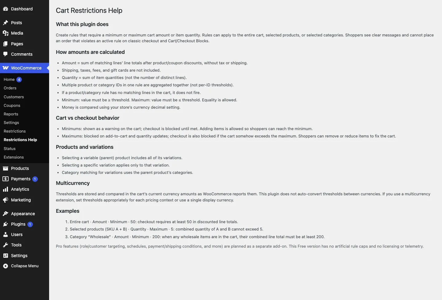 Cart Restrictions screenshot 3